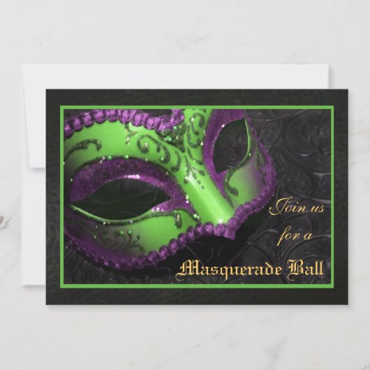 Invitation pour bal masqué de Halloween avec masqu (Devant)
