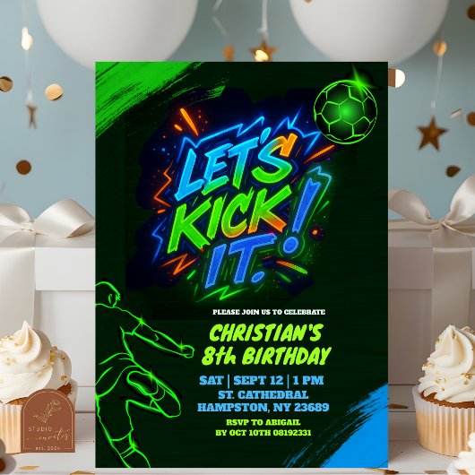 Invitation pour ballon de football adolescent graf