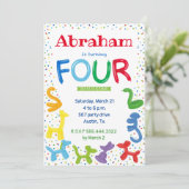 Invitation pour ballons d'animaux de 4e anniversai (Debout devant)