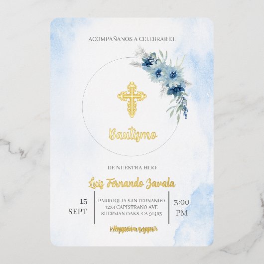 Invitation pour baptême de garçon  (Recto)