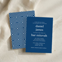 Invitation pour Bar Mitzvah Moderne II Bleu Marine