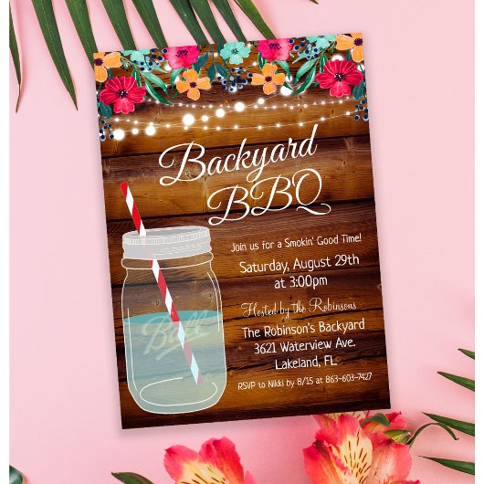 Invitation pour barbecue dans la cour dans un pot