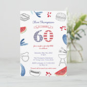 Invitation pour barbecue de fête d'anniversaire 60 (Debout devant)