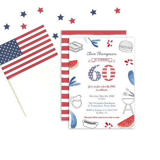 Invitation pour barbecue de fête d'anniversaire 60
