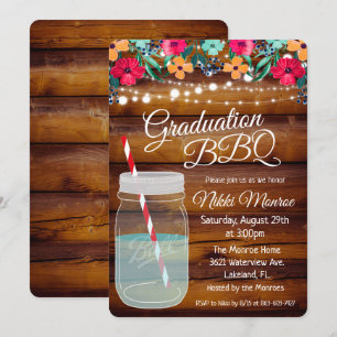 Invitation pour barbecue de graduation dans un boc