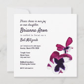 Invitation pour Bat Mitzvah aux pensées violet pou (Devant)
