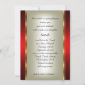Invitation pour Bat Mitzvah or et rouge (Dos)
