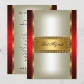 Invitation pour Bat Mitzvah or et rouge (Devant / Derrière)