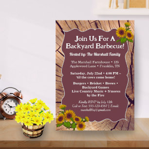 Invitation pour BBQ à la Ferme Rustique – 5x7" 