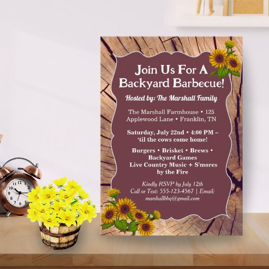 Invitation pour BBQ à la Ferme Rustique – 5x7"