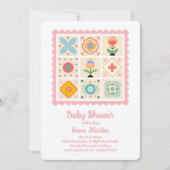 Invitation pour bébé à la douche en patchwork (Devant)