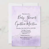 Invitation pour bébé à l'aquarelle violette (Devant)