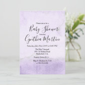 Invitation pour bébé à l'aquarelle violette (Debout devant)