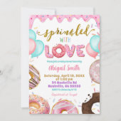 Invitation pour bébé avec donuts pastel rose et sp (Devant)