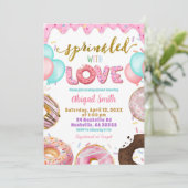 Invitation pour bébé avec donuts pastel rose et sp (Debout devant)