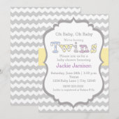 Invitation pour bébé chevron unisexe JUMEAUX (Devant / Derrière)
