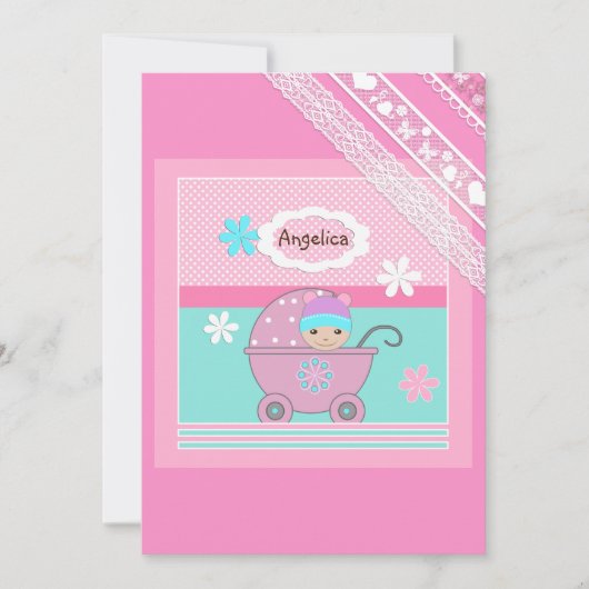 Invitation Pour bébé fille (Devant)