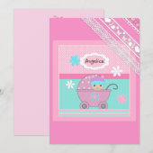 Invitation Pour bébé fille (Devant / Derrière)