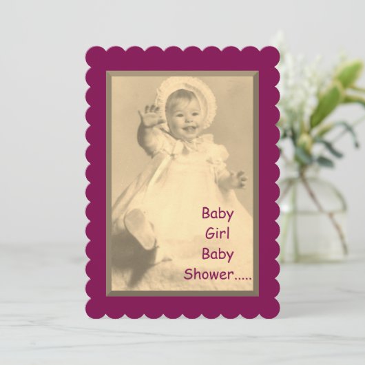 Invitation Pour Bébé Fille Douche (Debout devant)
