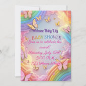 Invitation pour bébé fille papillon mignon (Devant)