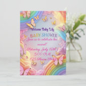 Invitation pour bébé fille papillon mignon (Debout devant)