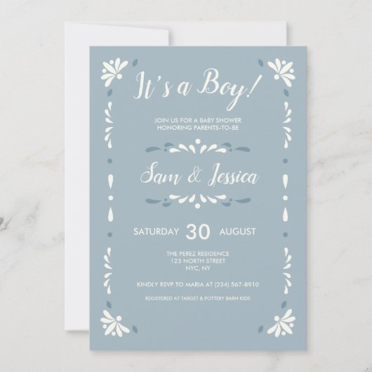 Invitation pour bébé garçon à la Talavera mexicain (Devant)