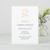 Invitation pour bébé garçon avec mobile étoile ora (Debout devant)