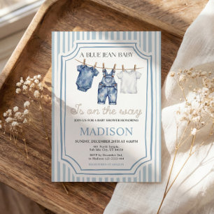 Invitation pour bébé garçon Baby Shower en denim d