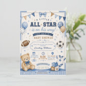Invitation pour bébé garçon Baby Shower Teddy Bear (Debout devant)