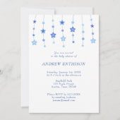 Invitation pour bébé garçon Blue String of Stars (Devant)