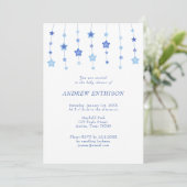 Invitation pour bébé garçon Blue String of Stars (Debout devant)