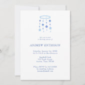 Invitation pour bébé garçon mobile étoile bleue (Devant)