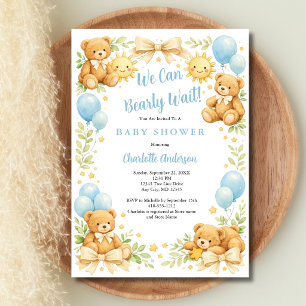 Invitation pour bébé garçon Ourson On Peut à peine