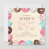 Invitation pour bébé gâteau Donut, Fête de bébé Do (Devant)