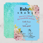 Invitation pour bébé jumeaux bleu (Devant / Derrière)