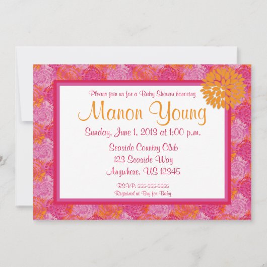 Invitation pour bébé ou douche nuptiale en flammes (Devant)