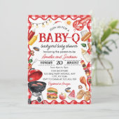 Invitation pour bébé Q barbecue de jardin pour béb (Debout devant)