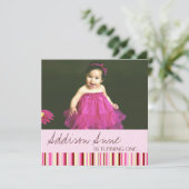 Invitation pour bébé rose et Brown 1er anniversair (Debout devant)