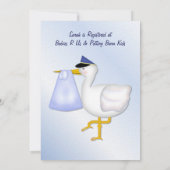 Invitation pour bébé Stork - Bleu (Dos)