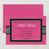 Invitation pour bébé Zebra rose ou douche nuptiale (Devant / Derrière)