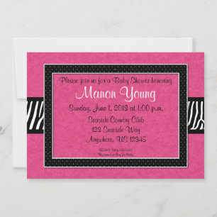 Invitation pour bébé Zebra rose ou douche nuptiale