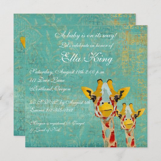 Invitation pour bébés aux Giraffes de Pékin (Devant / Derrière)