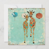 Invitation pour bébés des girafes d'ambre Azure (Dos)