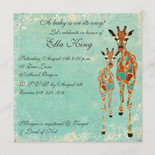 Invitation pour bébés des girafes d'ambre Azure