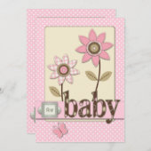 Invitation pour bébés filles (Devant / Derrière)