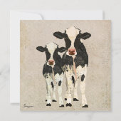 Invitation pour bébés Onyx et vaches d'ivoire (Dos)