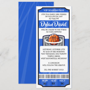 Invitation pour billet de BASKETBALL Bar Mitzvah