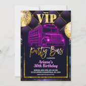 Invitation pour bus de fête VIP rose violet (Devant)