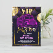 Invitation pour bus de fête VIP rose violet (Debout devant)