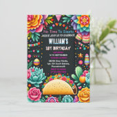 Invitation pour cactus mignon uno taco première fête 1er anni (Debout devant)